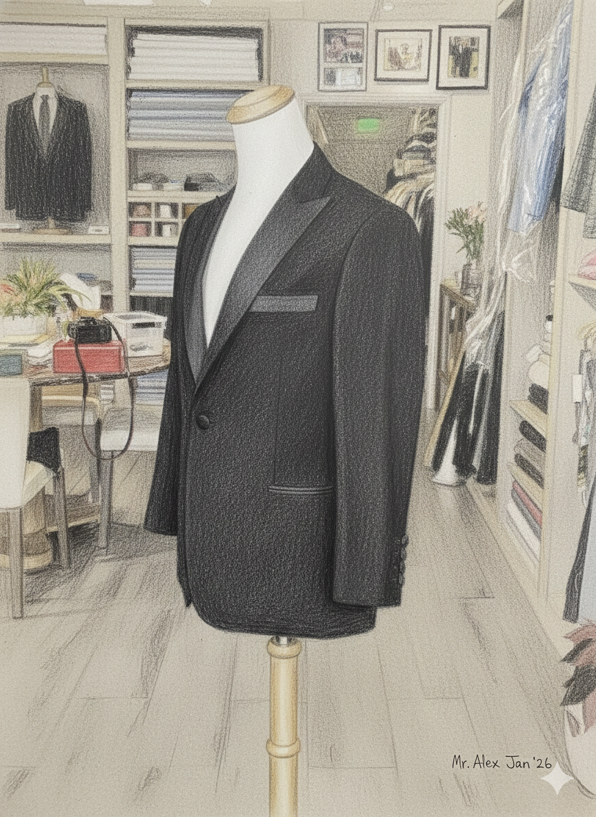 Formal trouser waistband and side seam detail