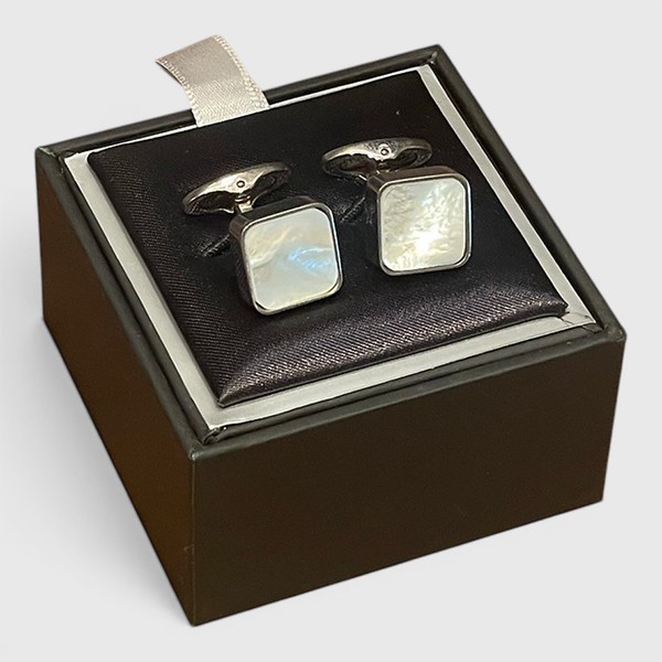 Mother-of-pearl cufflinks in presentation box — Mr. Alex Beverly Hills