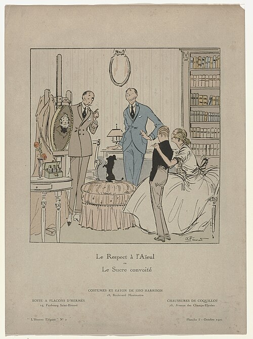 L'Homme Élégant, October 1921 — illustration of gentlemen in formal daywear and evening attire